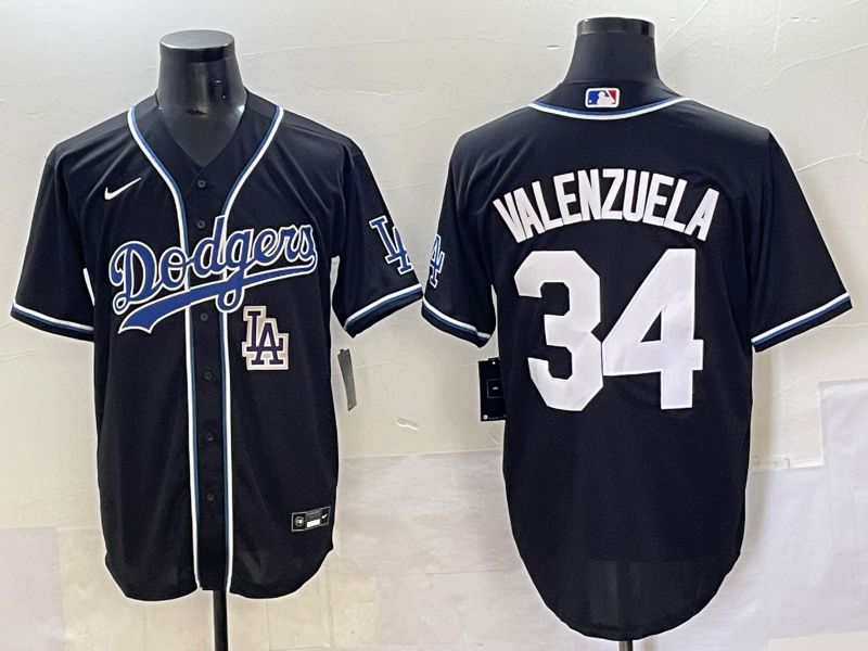 Men 2025 Los Angeles Dodgers #34 Valenzuela Black Three generations Fashion Nike MLB Jersey style 70411->los angeles dodgers->MLB Jersey